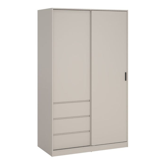 Naia Wardrobe with 1 Sliding Door 1 Std Door & 3 Drawers in Cashmere