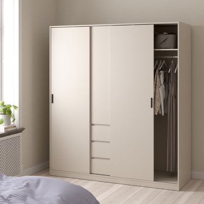 Naia Wardrobe with 2 sliding Doors 1 Door 3 Drawers in Cashmere