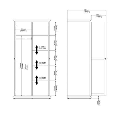 Paris Wardrobe with 2 Doors in Cashmere
