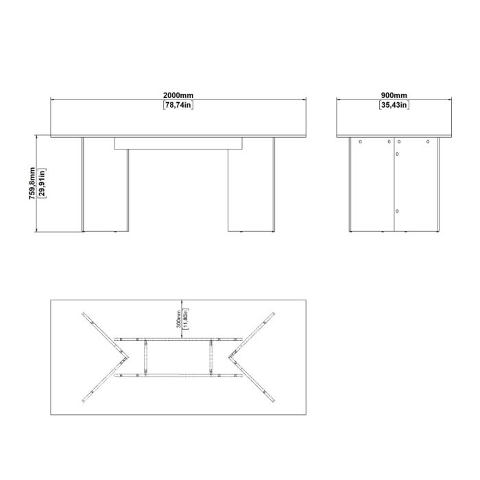 Family Dining table 90x200cm in White