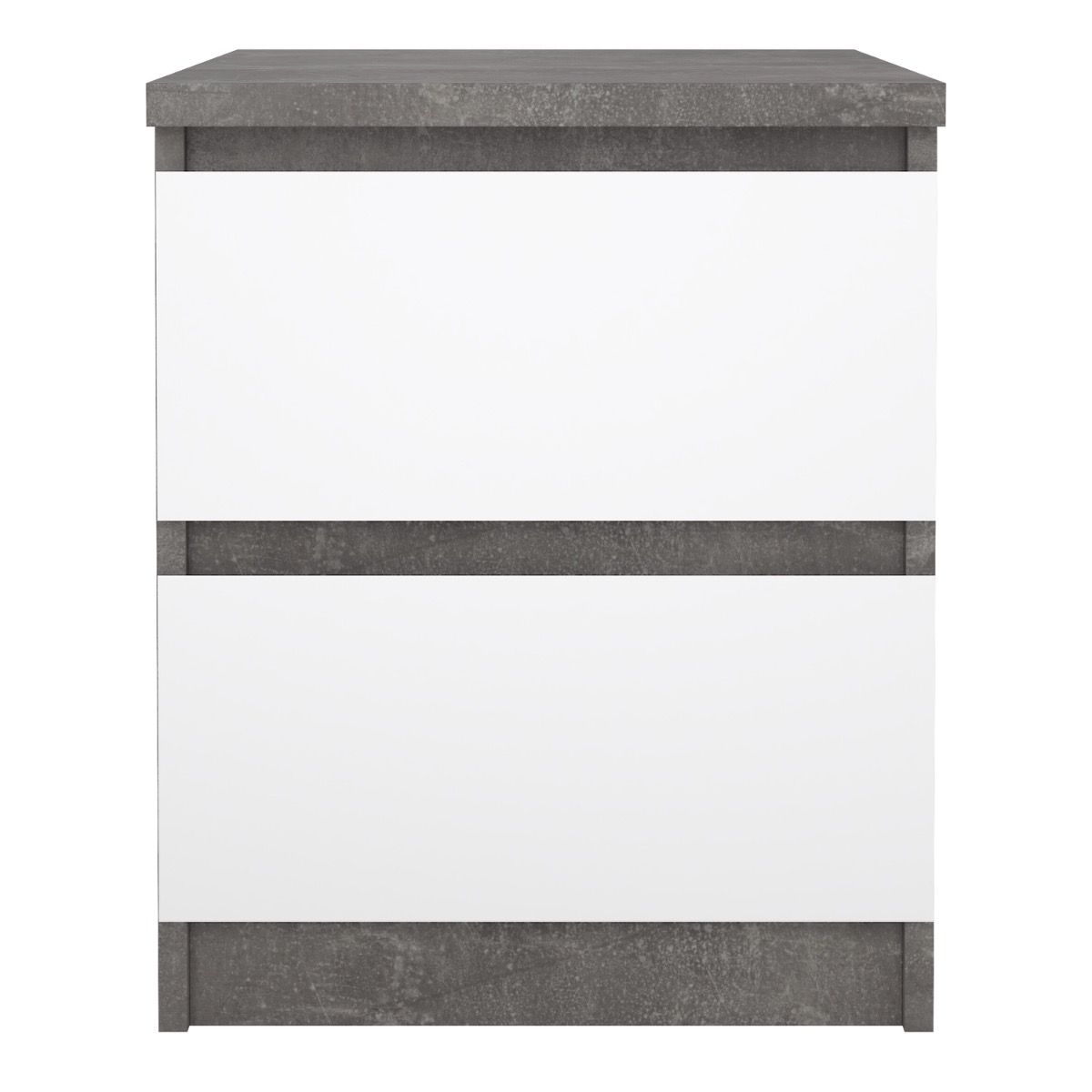 Naia Bedside 2 Drawers in Concrete/White High Gloss