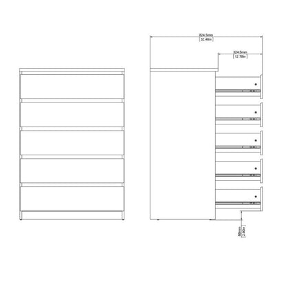 Naia Chest of 5 Drawers in Cashmere