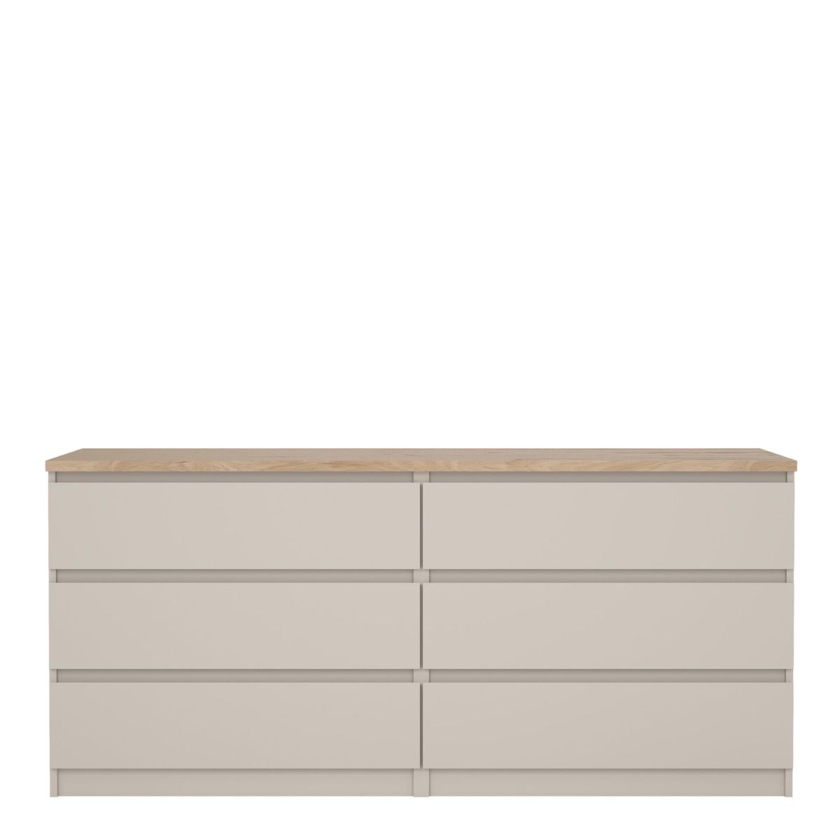 Naia Wide Chest of 6 Drawers (3+3) in Cashmere Jackson Hickory