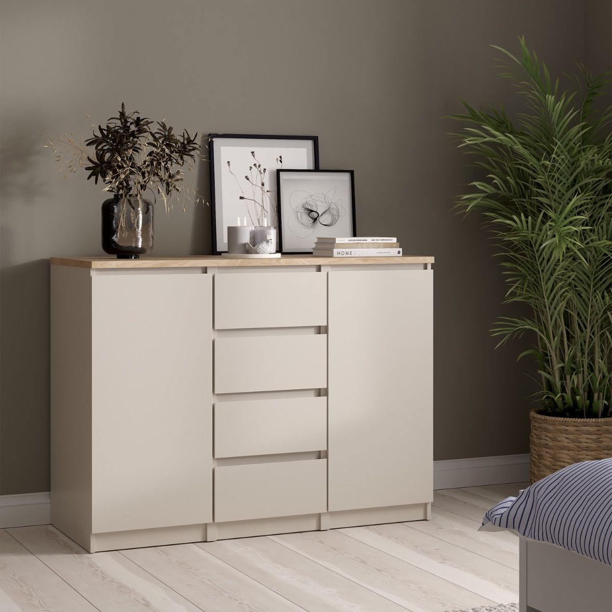 Naia Sideboard 4 Drawers 2 Doors in Cashmere Jackson Hickory