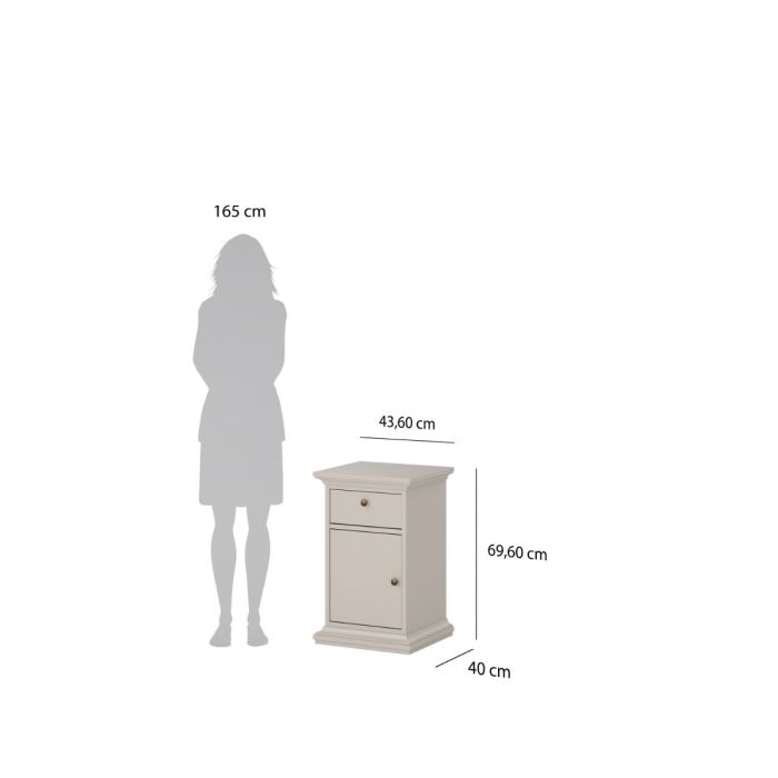 Paris Nightstand 1 door 1 Drawer in Cashmere