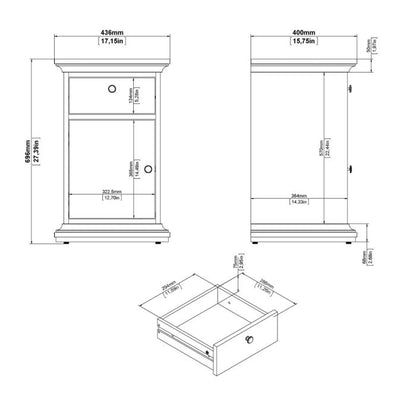 Paris Nightstand 1 door 1 Drawer in Cashmere