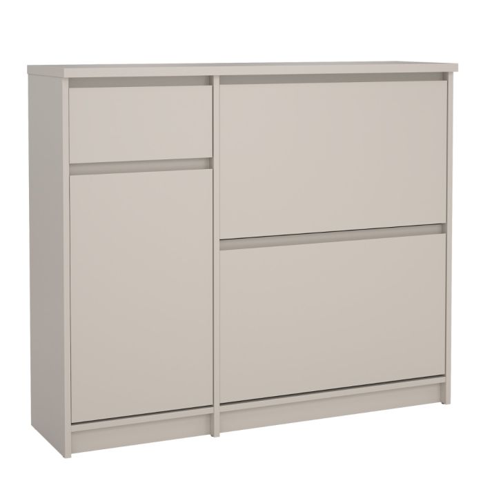 Naia Shoe cabinet 2 Tilting Doors 1 Door + 1 Drawer in Cashmere