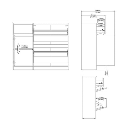 Naia Shoe cabinet 2 Tilting Doors 1 Door + 1 Drawer in Cashmere