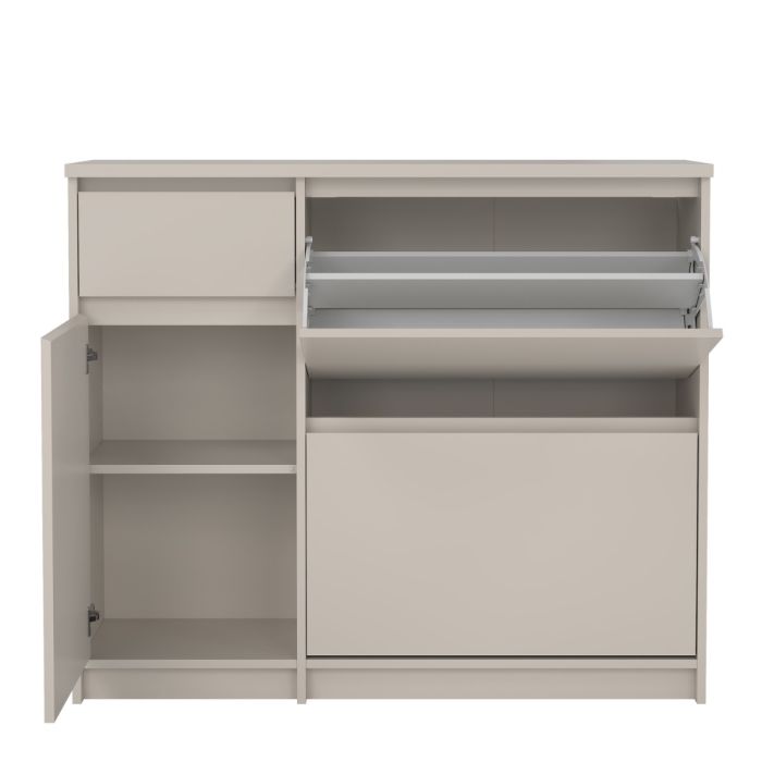 Naia Shoe cabinet 2 Tilting Doors 1 Door + 1 Drawer in Cashmere