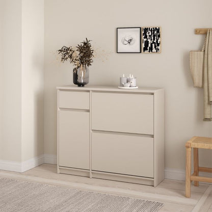 Naia Shoe cabinet 2 Tilting Doors 1 Door + 1 Drawer in Cashmere
