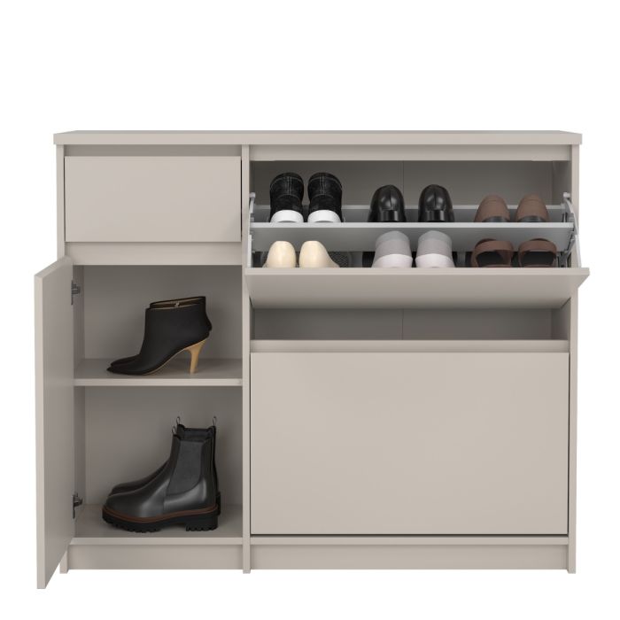 Naia Shoe cabinet 2 Tilting Doors 1 Door + 1 Drawer in Cashmere