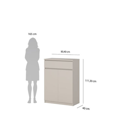 Naia Shoe cabinet with 2 Doors 1 Drawer in Cashmere