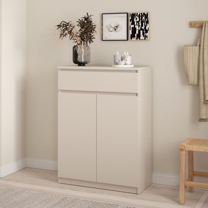 Naia Shoe cabinet with 2 Doors 1 Drawer in Cashmere