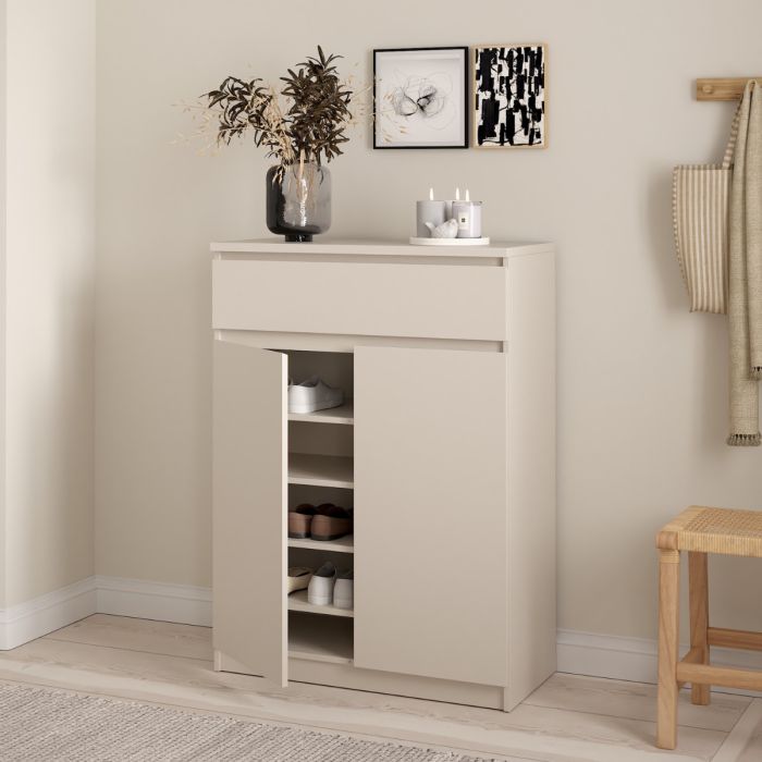 Naia Shoe cabinet with 2 Doors 1 Drawer in Cashmere