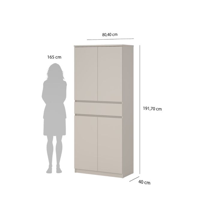 Naia Shoe cabinet with 4 Doors 1 Drawer in Cashmere