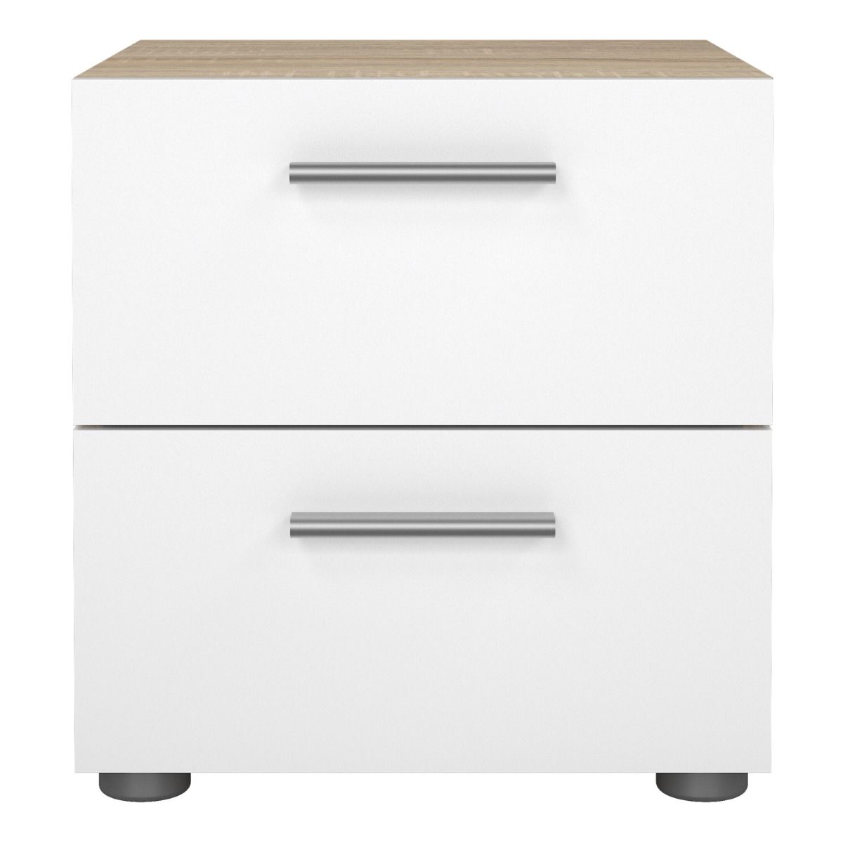 Pepe Bedside 2 Drawers in Oak with White High Gloss