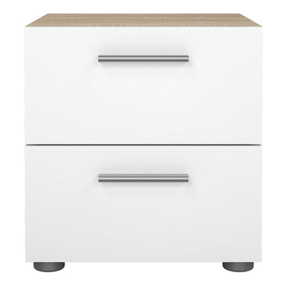 Pepe Bedside 2 Drawers in Oak with White High Gloss
