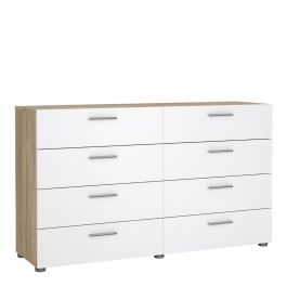 Chest of Drawers UK | Pepe Wide 8 Drawer Chest – Oak & White High Gloss