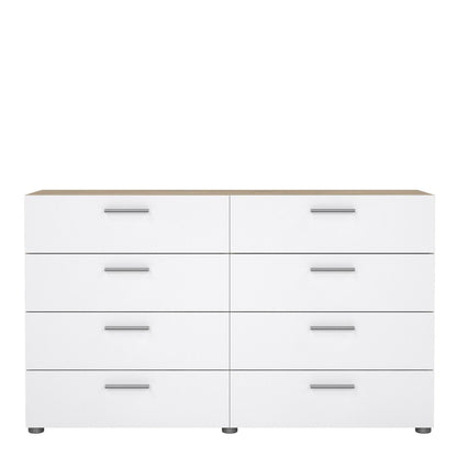 Chest of Drawers UK | Pepe Wide 8 Drawer Chest – Oak & White High Gloss