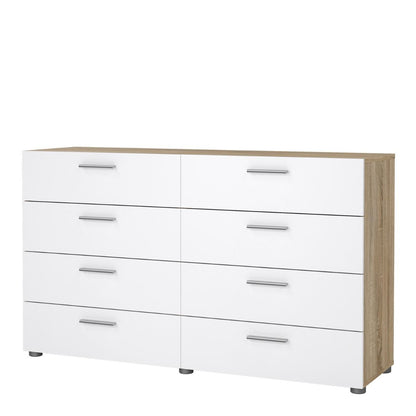 Chest of Drawers UK | Pepe Wide 8 Drawer Chest – Oak & White High Gloss