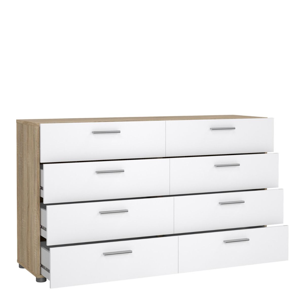 Chest of Drawers UK | Pepe Wide 8 Drawer Chest – Oak & White High Gloss