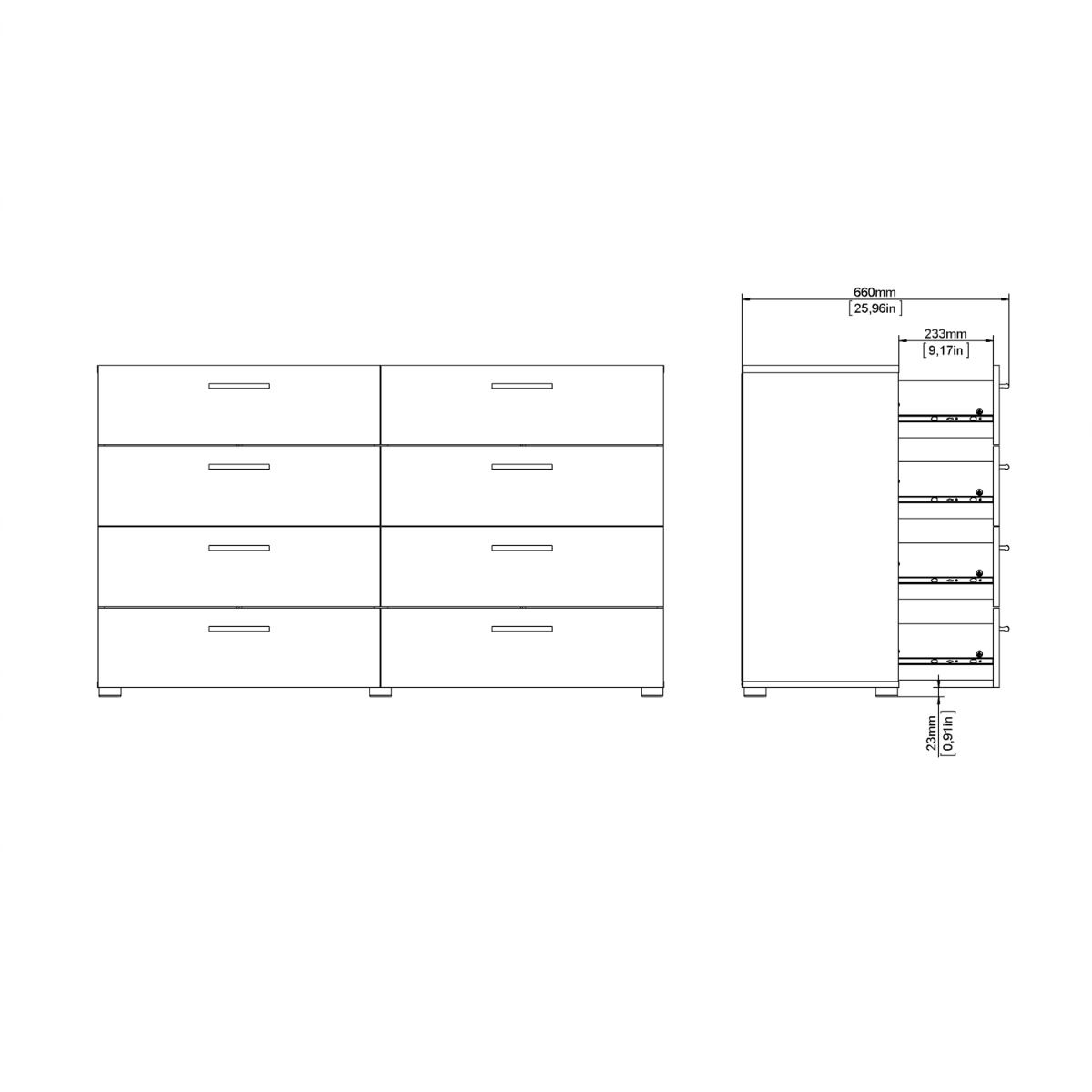 Chest of Drawers UK | Pepe Wide 8 Drawer Chest – Oak & White High Gloss