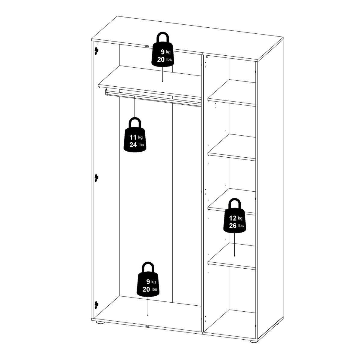 Pepe Wardrobe with 3 Doors in Black