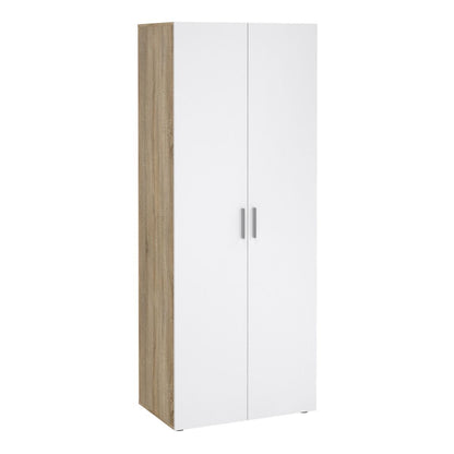 Pepe Wardrobe with 2 doors in Oak with White High Gloss