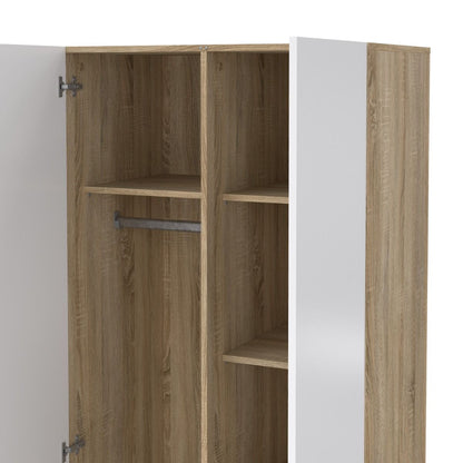 Pepe Wardrobe with 2 doors in Oak with White High Gloss