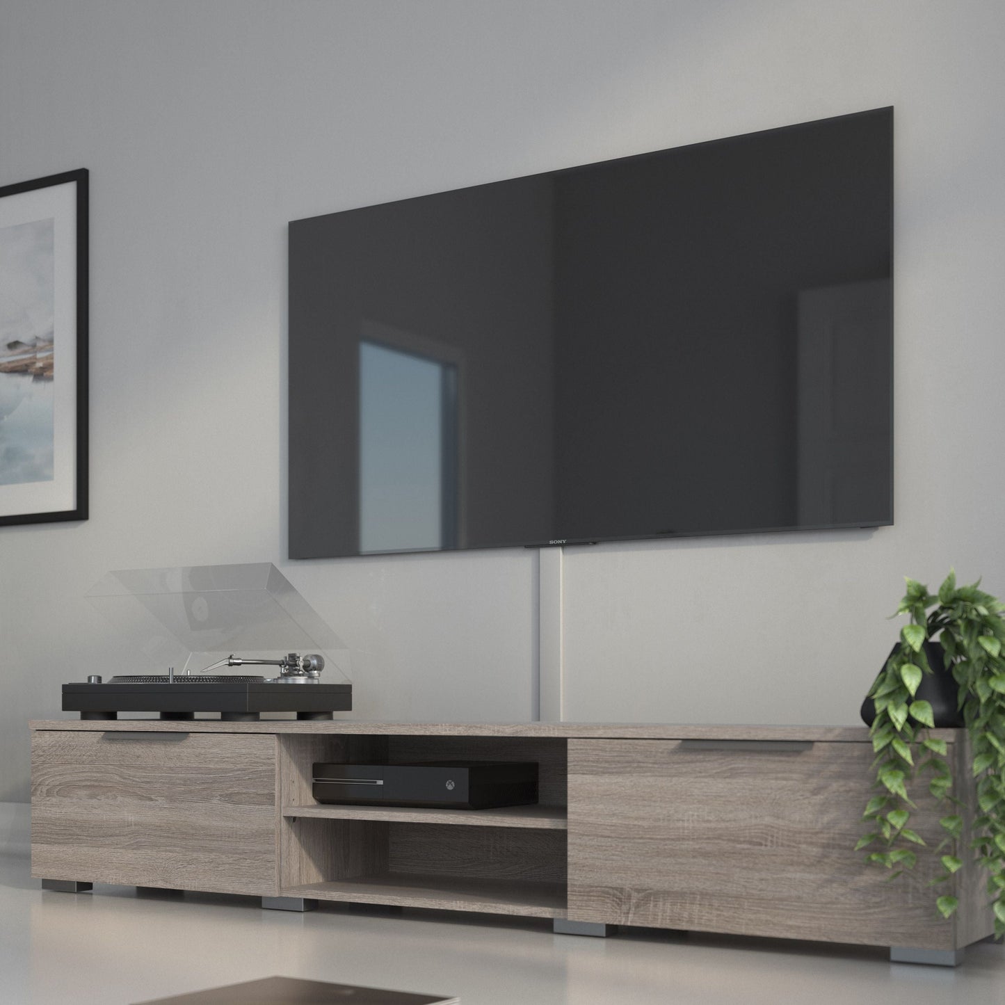Match TV Unit with 2 Drawers and 2 Shelves in Truffle Oak