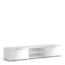 Match TV Unit with 2 Drawers in White Gloss