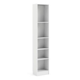 Basic Tall Narrow 4 Shelf Bookcase in White