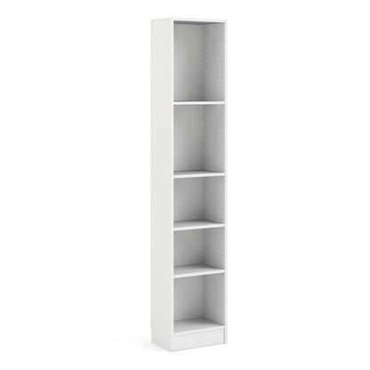 Basic Tall Narrow 4 Shelf Bookcase in White