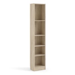 Basic Tall Narrow 4 Shelf Bookcase in Oak