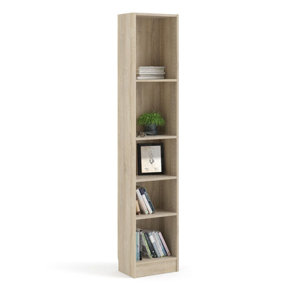 Basic Tall Narrow 4 Shelf Bookcase in Oak