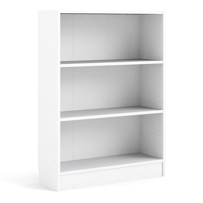 Basic Low Wide 2 Shelf Bookcase in White