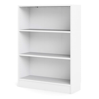 Basic Low Wide 2 Shelf Bookcase in White