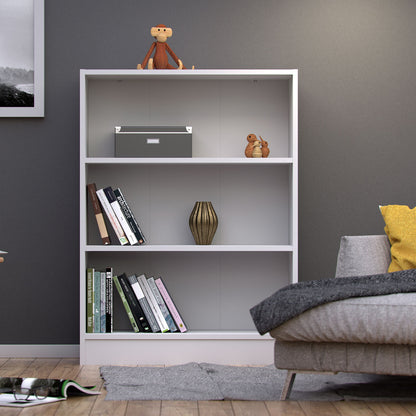 Basic Low Wide 2 Shelf Bookcase in White