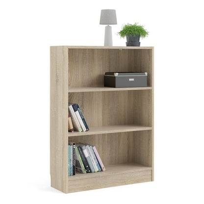 Basic Low Wide 2 Shelf Bookcase in Oak