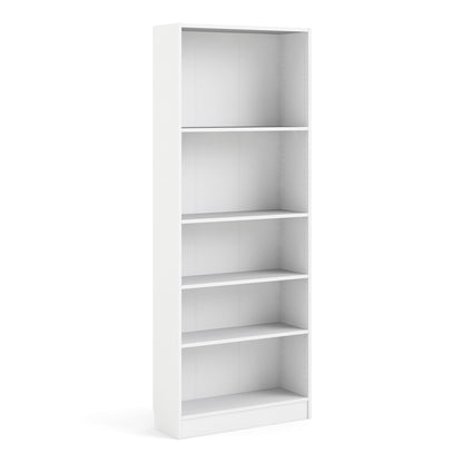 Basic Tall Wide Bookcase 4 Shelves in White