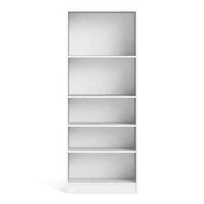Basic Tall Wide Bookcase 4 Shelves in White