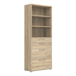Prima Bookcase 2 Shelves with 2 Drawers 2 File Drawers in Oak