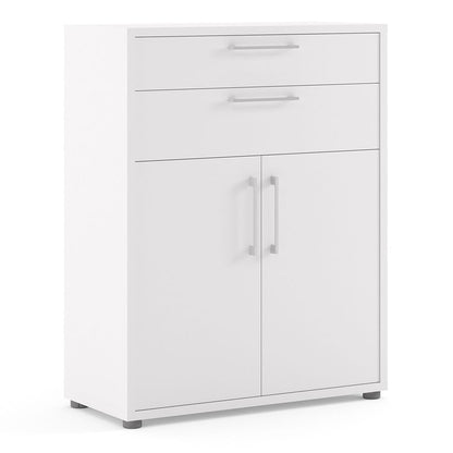 Prima Bookcase with Drawers and Doors in White