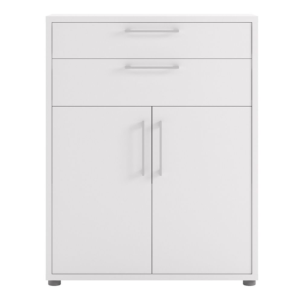 Prima Bookcase with Drawers and Doors in White