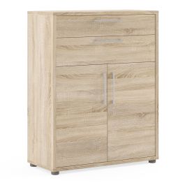Prima Bookcase 1 Shelf with 2 Drawers and Doors in Oak