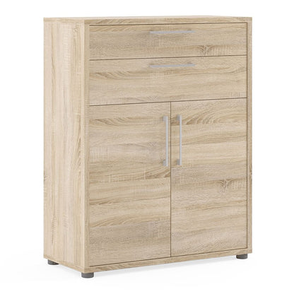 Prima Bookcase 1 Shelf with 2 Drawers and Doors in Oak