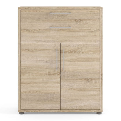 Prima Bookcase 1 Shelf with 2 Drawers and Doors in Oak