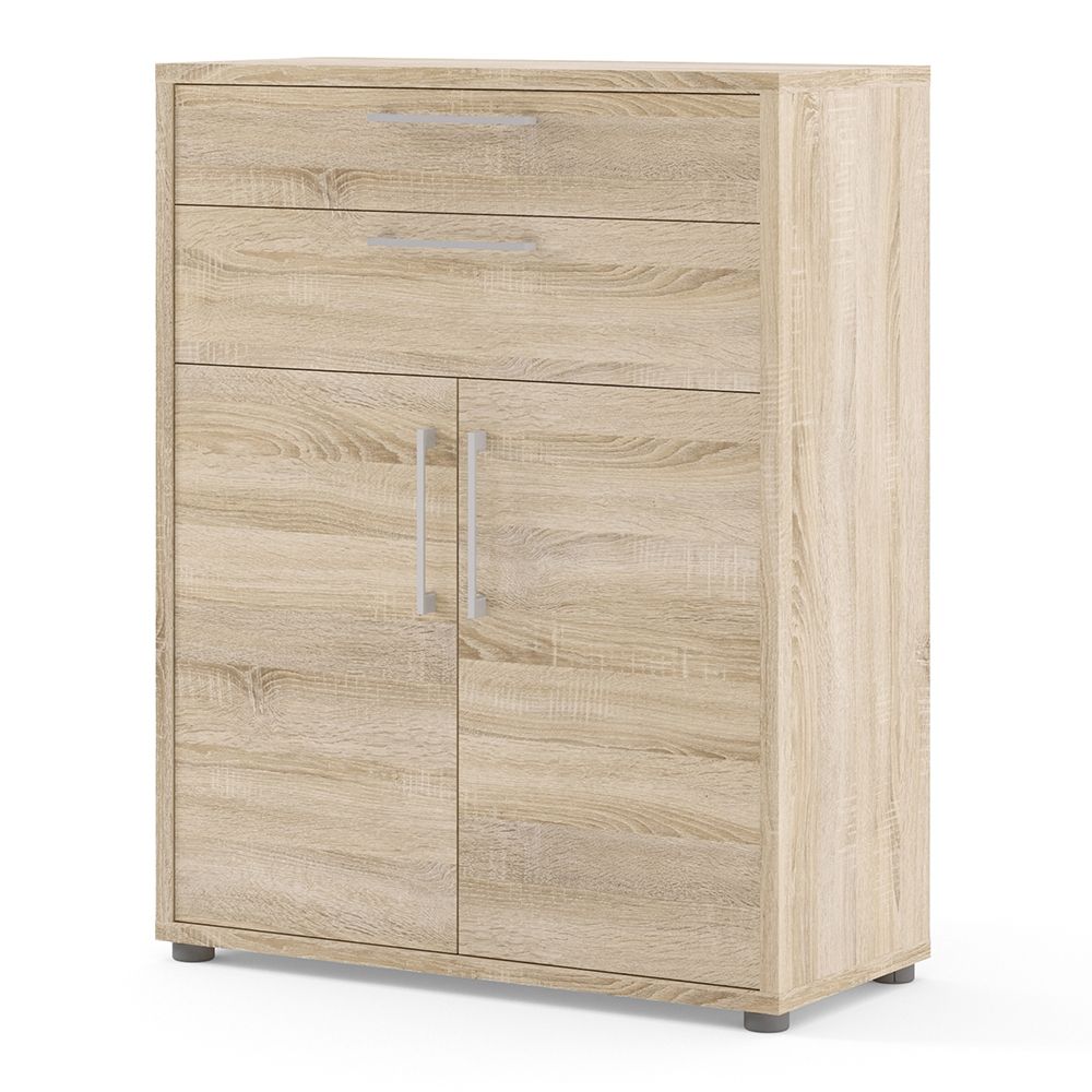 Prima Bookcase 1 Shelf with 2 Drawers and Doors in Oak