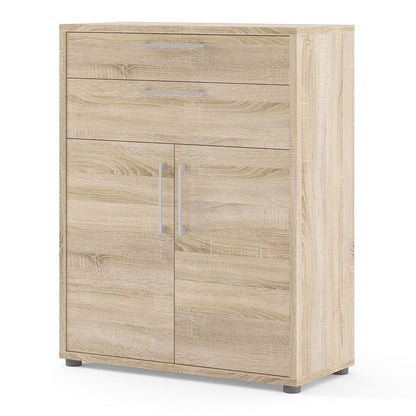 Prima Bookcase 1 Shelf with 2 Drawers and Doors in Oak