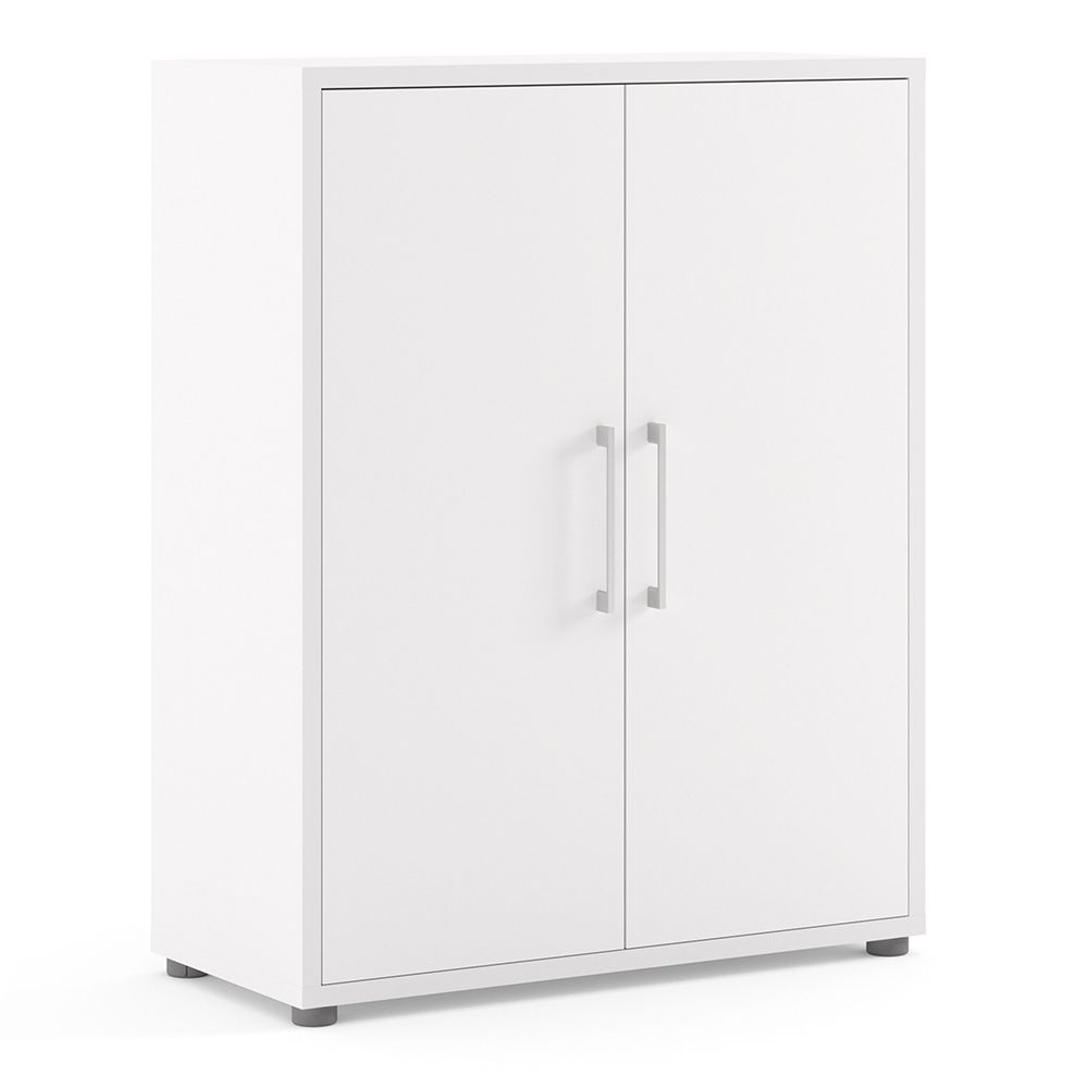Prima Bookcase with 2 Shelves and 2 Doors in White